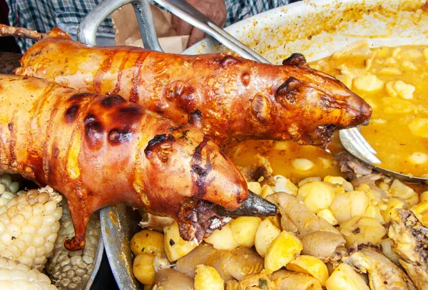 Comida Deliciosa Tradicional América Del Sur Cobaya Asada Cuy Cocinado — Foto de Stock