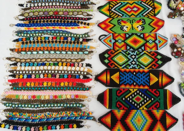 Bracelets Made Beads Traditional Ethnic Group Saraguro Province Loja Ecuador — Fotografia de Stock