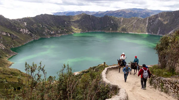Quilotoa Ecuador April 2022 Lake Quilotoa Caldera Eponymous Volcano Hiking — Foto de Stock