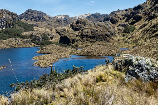 Cajas National Park Toreadora Lake Mountain Landscape Ecuador Close City — Stok fotoğraf