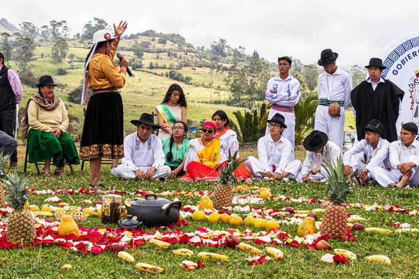 Azuay Ecuador September 2022 Group People Hold Spiritual Ceremony Chakana — Stock Photo, Image