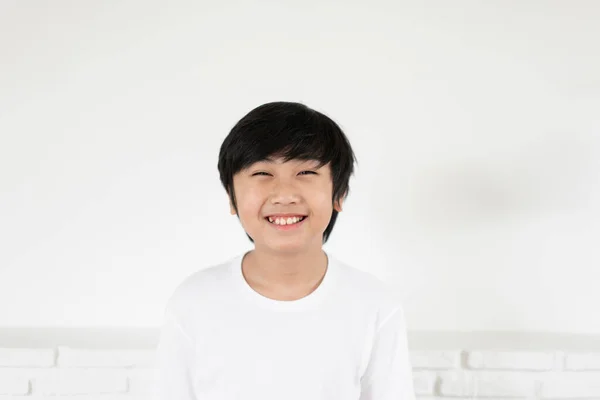 Little Boy Smile Copy Space White Background — Stock Photo, Image