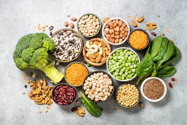 Vegan protein kaynağı üst görünümü.