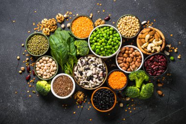 Vegan protein kaynağı üst görünümü.
