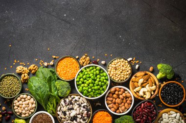 Vegan protein kaynağı üst görünümü.