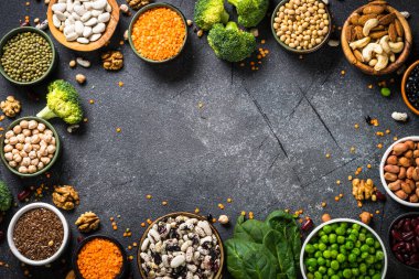 Vegan protein kaynağı üst görünümü.