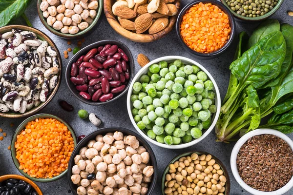 Fuente de proteína vegana vista superior. — Foto de Stock