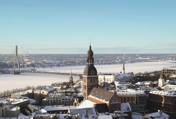 Riga vecchia in inverno dall'alto — Foto Stock