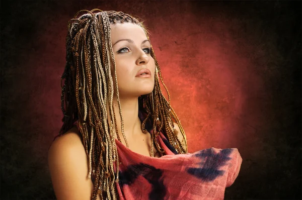 Girl with an african plaits — Stock Photo, Image