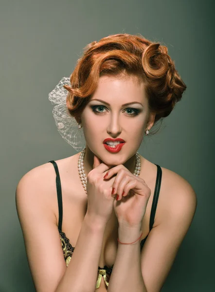 Redheaded pin up — Stock Photo, Image