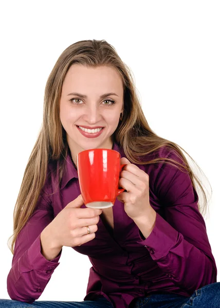 Žena s cup — Stock fotografie