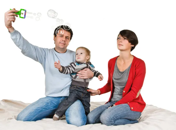 Play with soap bubble — Stock Photo, Image