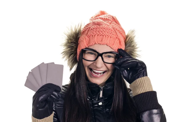 Stijlvolle meisje met credit card — Stockfoto