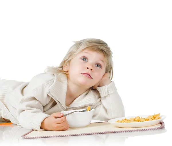 Boy and cereals — Stock Photo, Image