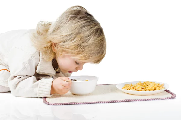 Boy and cereals — Stock Photo, Image