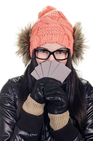 Stylish girl with credit card — Stock Photo, Image