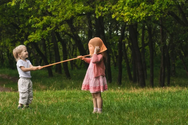 Kelebek ağı ile oynamak — Stok fotoğraf