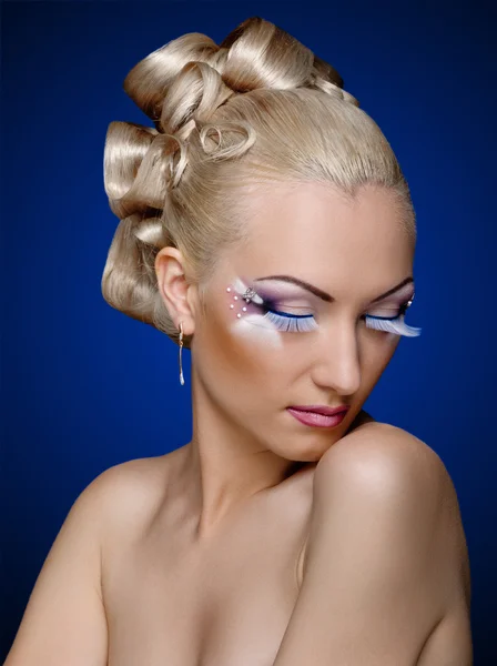 Make-up obličeje účes — Stock fotografie