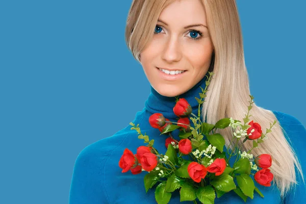 Portrait with flowers — Stock Photo, Image