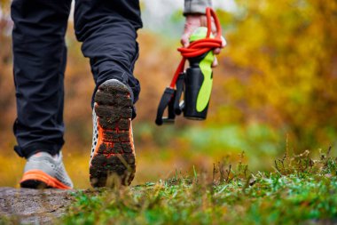 Training in autumn forest