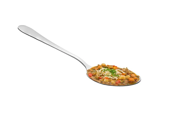 Lagman in stalen lepel — Stockfoto