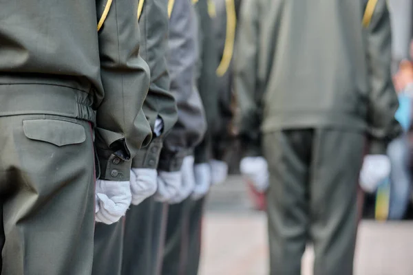 Soldados em pé na fila — Fotografia de Stock