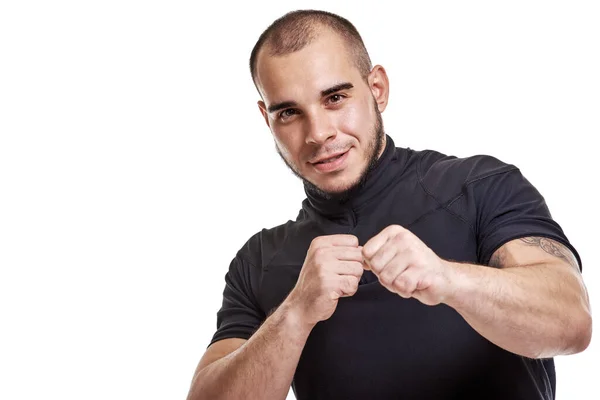 Portrait Strong Young Sportsman Practicing Martial Arts — Stock Photo, Image