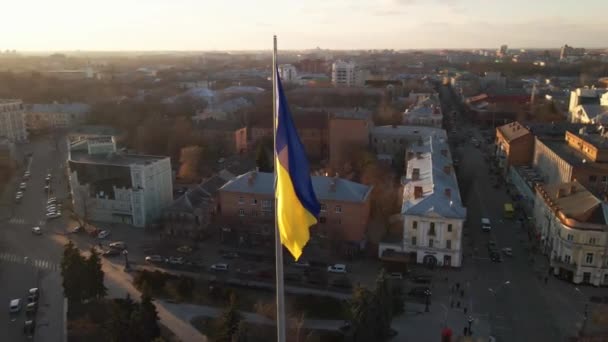 Bendera Tekstur Kain Ukraina Yang Sangat Rinci Lambat Gerakan Bendera — Stok Video