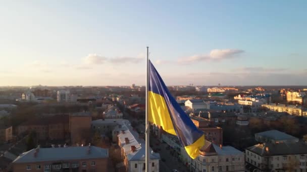 Vysoce Podrobná Textilní Textura Vlajka Ukrajiny Zpomalení Pohybu Ukrajiny Vlajka — Stock video
