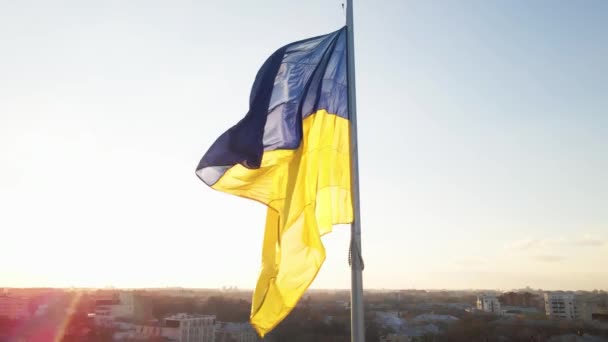 Ukrayna Nın Son Derece Detaylı Kumaş Dokuma Bayrağı Ukrayna Bayrağının — Stok video