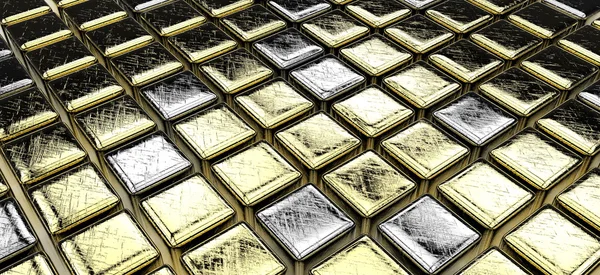 Golden (and some silver) cubes — Stock Photo, Image