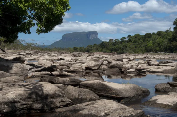 Canoa perto do rio no parque nacional de Canaima. Venezuela — Fotografia de Stock