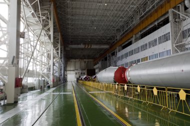 soyuz uzay roket derleme bina. Baykonur cosmodrome