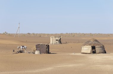 Shepherd 'ın evi Kyzyl Kum Çölü, Özbekistan