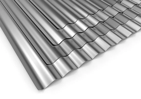 Corrugated sheets of metal — Stock Photo, Image