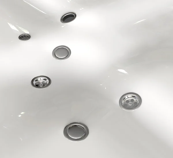 Ceramic surface with bathtub drain plugs — Stock Photo, Image