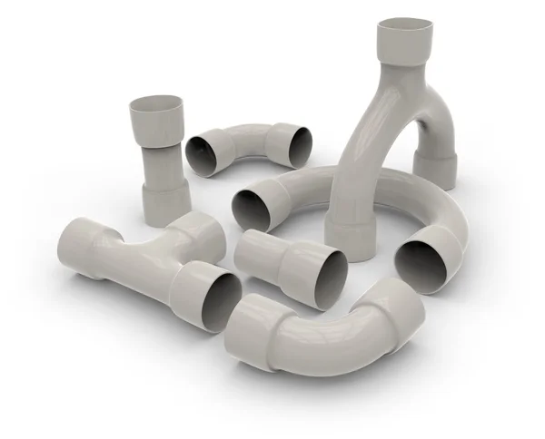 Plastic pipe fittings — Stock Photo, Image