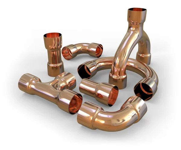 Copper pipe fittings — Stock Photo, Image