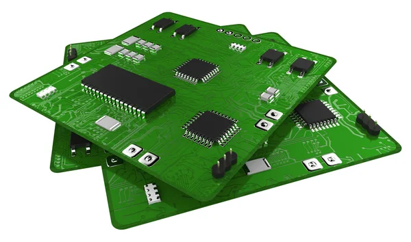 Printed circuit boards populated with some components — Stock Photo, Image