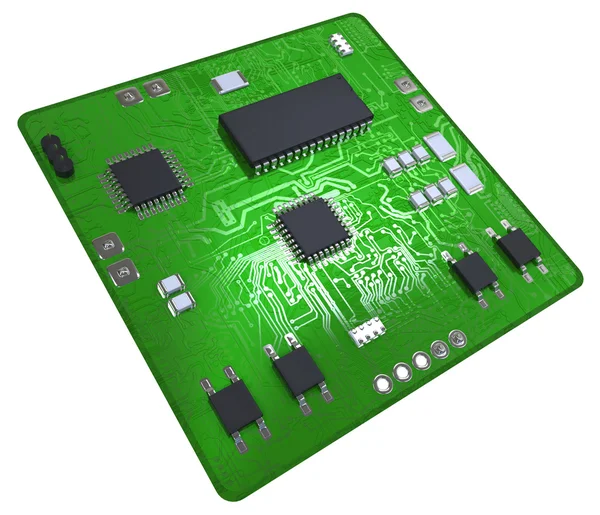 Printed circuit board populated with some components — Stock Photo, Image