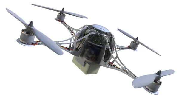 quadrocopter z plastikowym pojemniku