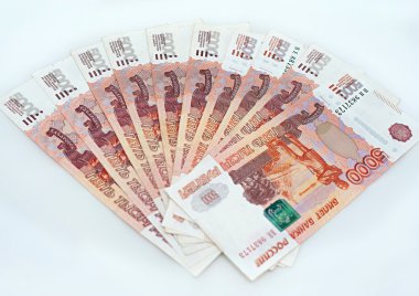 Rus ruble banknot ve madeni paralar.