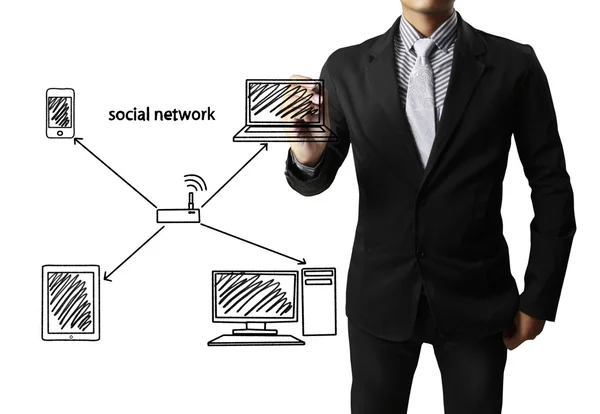 Drawing social network — Stock Photo, Image