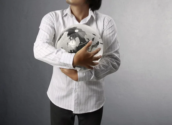 Earth globe in his hands — Stock Photo, Image