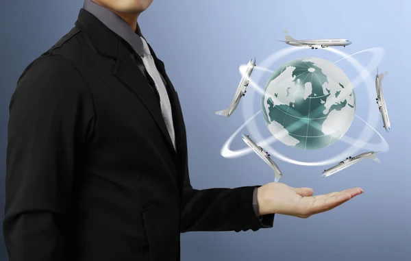 Earth globe in his hands — Stock Photo, Image