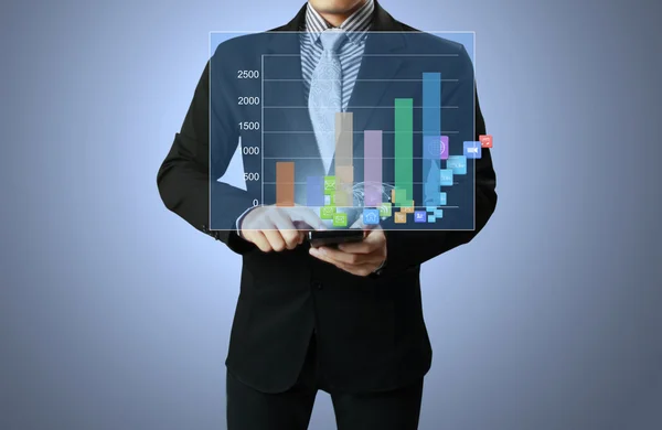 Businessmen graph on mobile phone — Stock Photo, Image