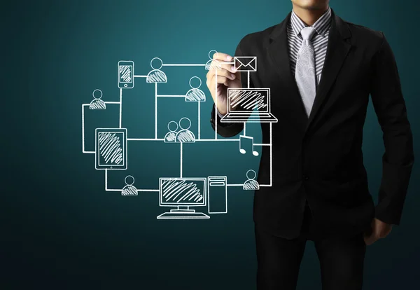 Dibujo de la estructura de redes sociales — Foto de Stock