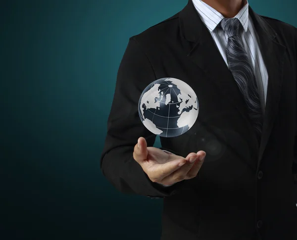 Earth globe in his hands — Stock Photo, Image