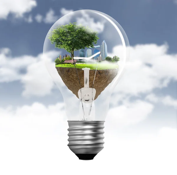 Ight bulb Alternative energy concept — Stock Photo, Image
