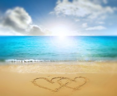 hearts drawn in beach clipart